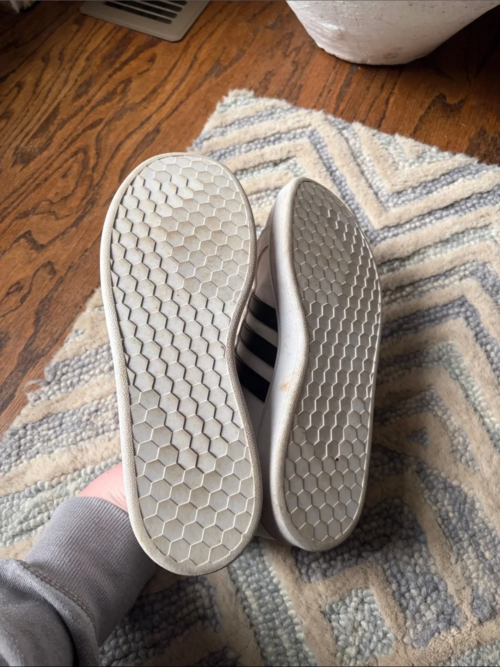 adidas White Sneakers with Black Three-Stripes